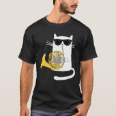 Jazz Cat Playing French Horn - Cool Smooth T-Shirt Tシャツ (正面)