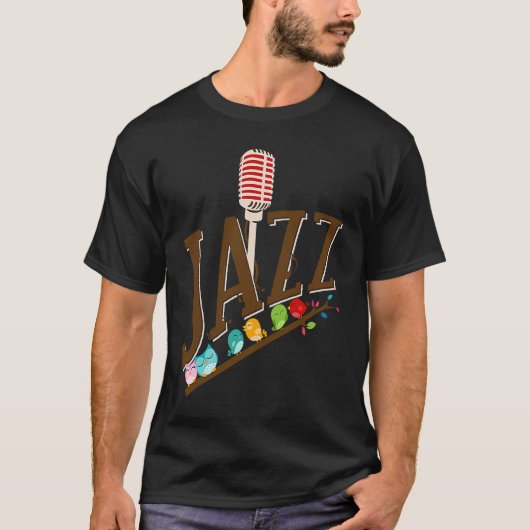 jazz music instrument microphone birds singing tシャツ (正面)