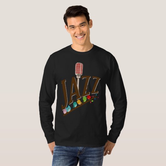 jazz music instrument microphone birds singing tシャツ (正面フル)
