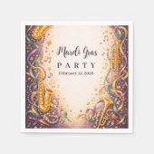 Jazz Music Mardi Gras Masquerade スタンダードカクテルナプキン (正面)