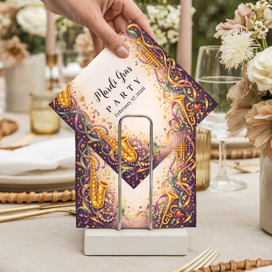 Jazz Music Mardi Gras Masquerade スタンダードカクテルナプキン