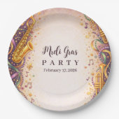 Jazz Music Mardi Gras Masquerade ペーパープレート (正面)