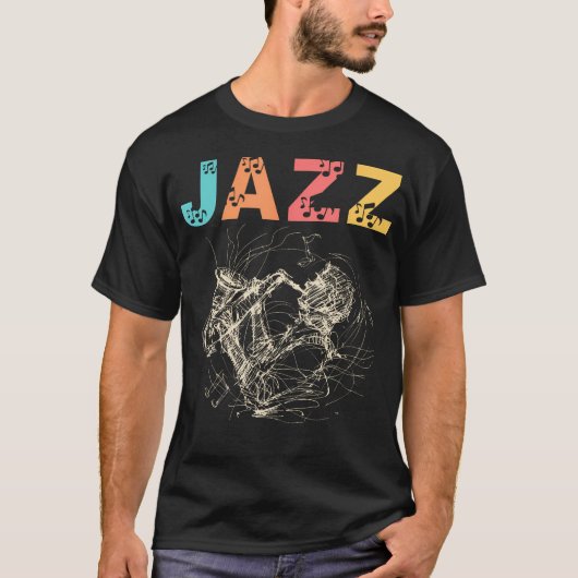 Jazz Music Saxophone Concert Trumpet Piano Orchest Tシャツ (正面)