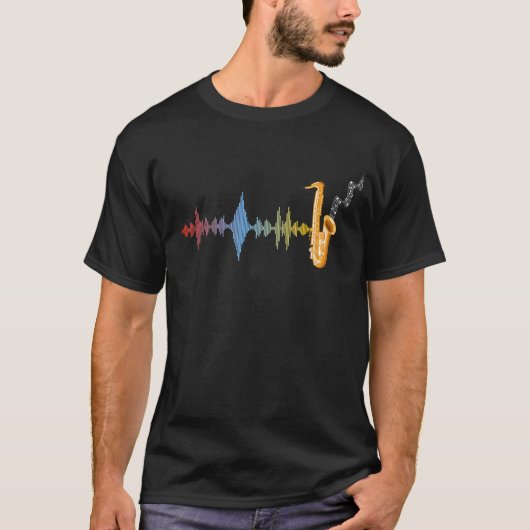 Jazz Music Saxophonist Soundwave Saxophone Tシャツ (正面)