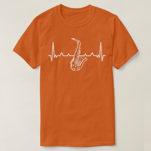 Jazz Saxophone Heartbeat for Jazz Music Lover Sax Tシャツ (デザイン正面)