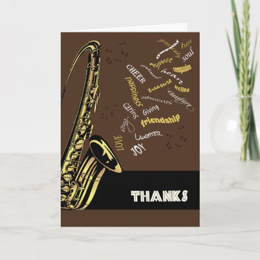Jazz Saxophone Thank You Card サンキューカード (正面)