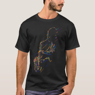 Jazz saxophonist colorful line art tシャツ