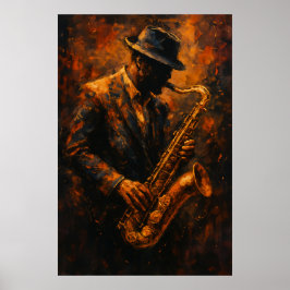Jazz Saxophonist — Warm Abstract Music Art ポスター