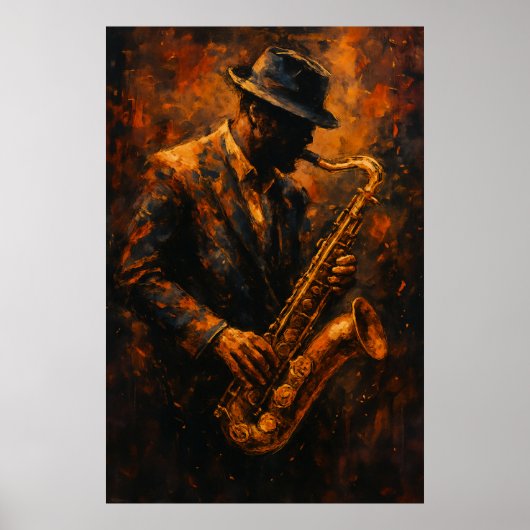 Jazz Saxophonist — Warm Abstract Music Art ポスター (正面)