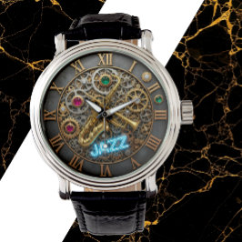 Jazz Watch, Neon Light, Trumpet, Saxophone 腕時計