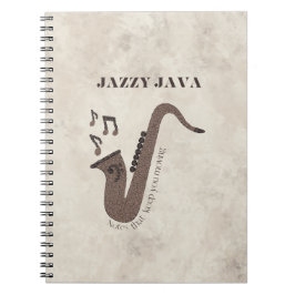 Jazzy Java コーヒー豆 サックス パーソナライズ ノートブック