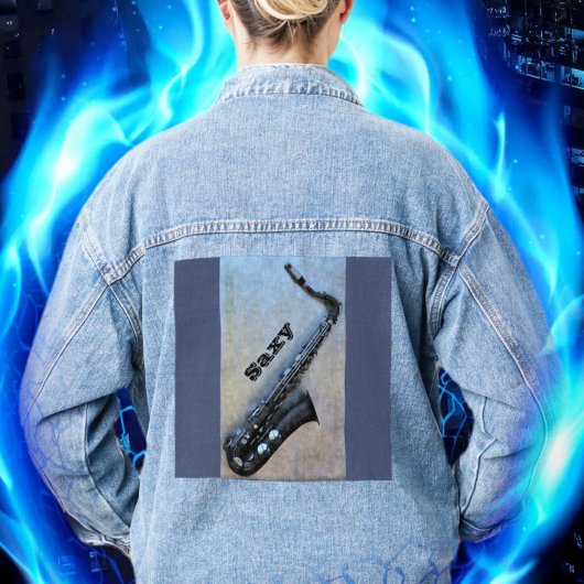 Jazzy Saxy Saxophone Musical Instrument デニムジャケット