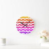 Jazzy Tropical Psychedelic Dripping Stripes ラウンド壁時計 (ホーム)