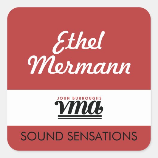 JBHS VMAの赤い背景（白いスクリプト付き） スクエアシール (正面)