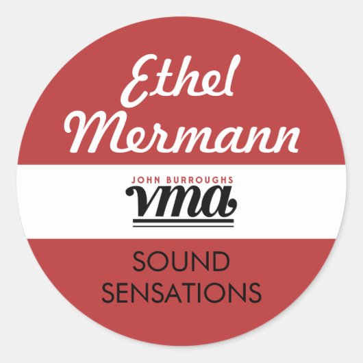 JBHS VMAの赤い背景（白いスクリプト付き） ラウンドシール (正面)