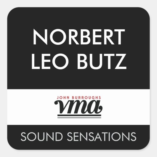 JBHS VMA黒の背景（白いオールキャップス）フォント スクエアシール (正面)