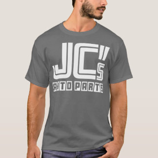 JC自動パーツ片面ホワイトオンカラ無地のー Tシャツ