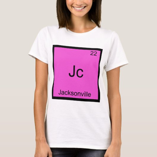 Jc - ジャクソンビル市 化学元素記号 T Tシャツ (正面)