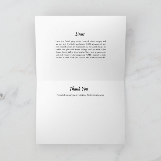 JCAPL Linusありがとう サンキューカード (内部)