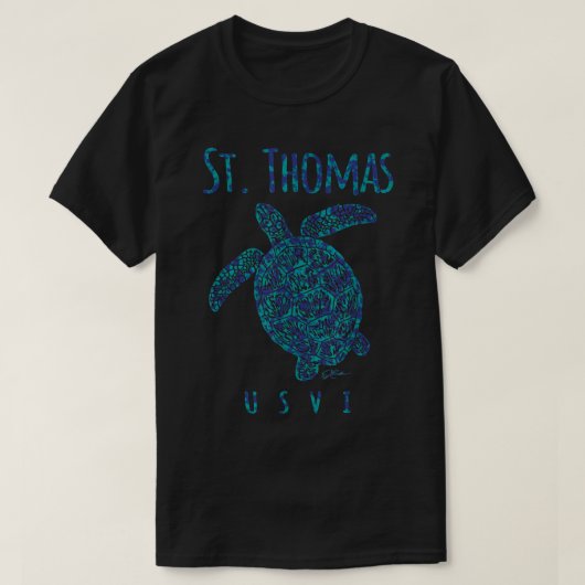 JCombs St. Thomas, USVI,ウミガメ,ビーチ Tシャツ (デザイン正面)