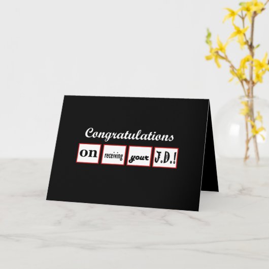 JD学位 – 名前をカスタムするおめでとう –  カード (黄色い花)