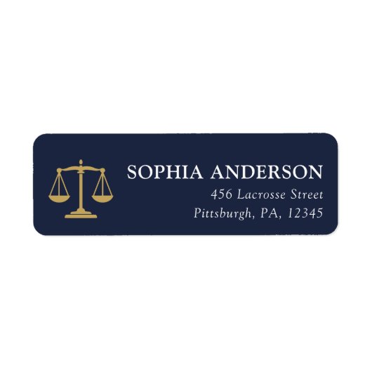 JD Graduate Scales of Justice Navy Gold Address ラベル (正面)