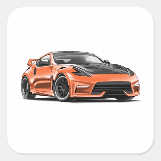 JDMカー愛好家のためのキーチェーンに描かれた370Z スクエアシール (正面)
