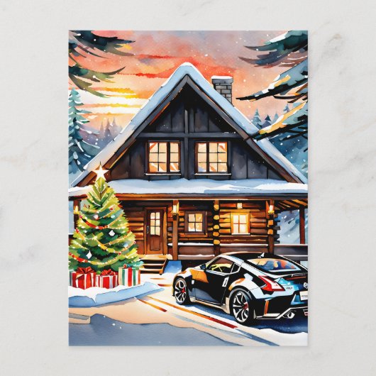 JDMジョイライド：クリスマスのメリーグリーティングを折り畳み シーズンポストカード (正面)