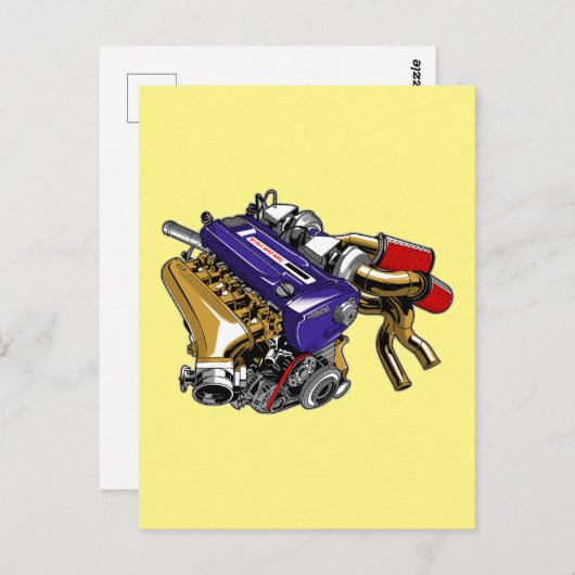 JDM6気筒ターボエンジン ポストカード (正面/裏面)