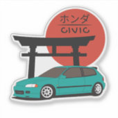 JDM ハッチ伝説 鳥居 夕焼け ストリートカルチャー シール (正面)
