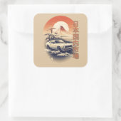 JDM car with Japanese landscape on background スクエアシール (バッグ)