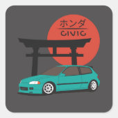 JDM Hatch Legend Torii Sunset Street Culture スクエアシール (正面)