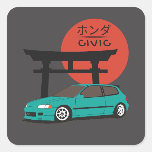 JDM Hatch Legend Torii Sunset Street Culture スクエアシール (正面)