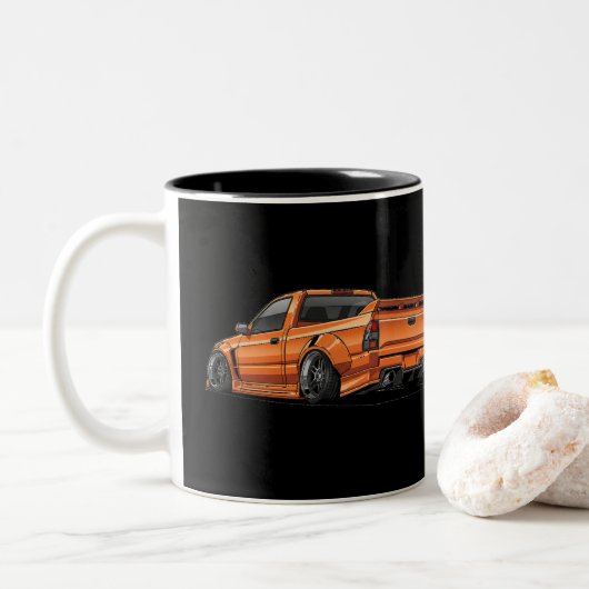 JDM Sports Car Neon Sunset 80s Aesthetic Mug ツートーンマグカップ (ドーナツ)