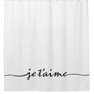 jeのt'aime - I愛フランスのの-黒 シャワーカーテン