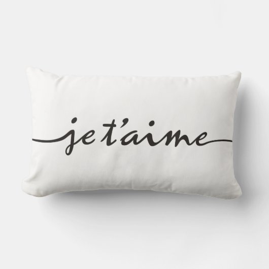 jeのt'aime - I愛フランスのの-黒 ランバークッション (正面)