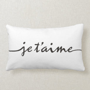 jeのt'aime - I愛フランスのの-黒 ランバークッション
