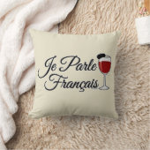 Je Parle Francais私はフランスワインガラスのベレー帽を話します クッション (ブランケット)