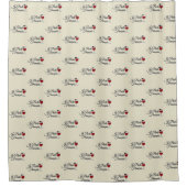 Je Parle Francais私はフランスワインガラスのベレー帽を話します シャワーカーテン (正面)