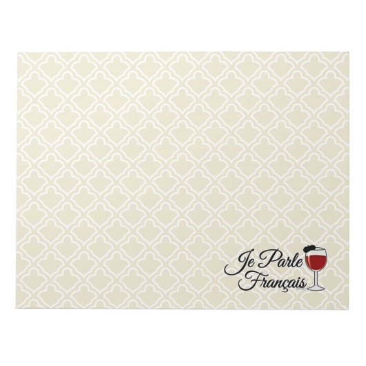 Je Parle Francais私はフランスワインガラスのベレー帽を話します ノートパッド (正面)