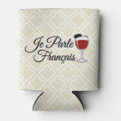 Je Parle Francais私はフランスワインガラスのベレー帽を話します 缶クーラー (正面)