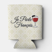 Je Parle Francais私はフランスワインガラスのベレー帽を話します 缶クーラー (裏面)