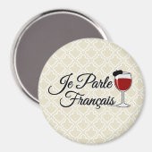 Je Parle Francais Iワイ話ンフランスの・グラス・ベレー マグネット (正面/裏面)
