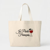 Je Parle Francais I 話 Wine glass beret ラージトートバッグ (正面)