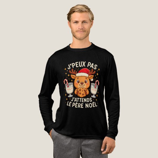 Je Peux Pas J'Attends Le Père Noël トライブレンドTシャツ (正面全体)