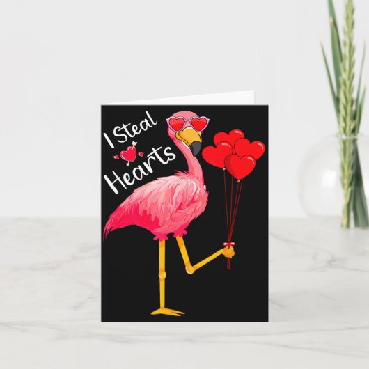 Je Rhabille Funny Flamingo Amoureux Le Jour De La カード (正面)