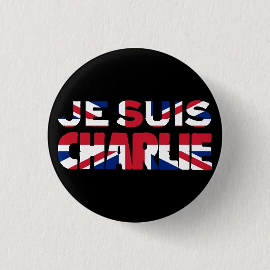 Je Suisチャーリー私AMのCharlie'-の英国国旗イギリス 缶バッジ (正面)