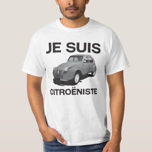 Je suis citroerniste -オリジナルグレー2CV Tシャツ (正面)