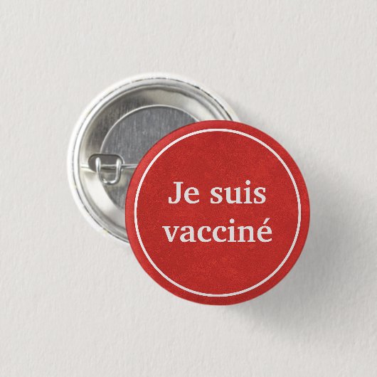 Je suis vaccine （赤）フランスの言語ボタン 缶バッジ (正面&裏面)