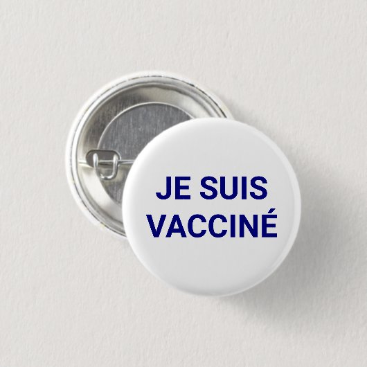 Je suis vaccine、青と白フランスの語 缶バッジ (正面&裏面)
